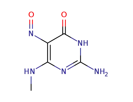 Molecular Structure of 86296-75-5 (2-amino-6-(methylamino)-5-nitrosopyrimidin-4(1H)-one)