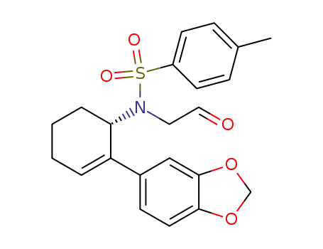 Molecular Structure of 215609-75-9 (N-((S)-2-Benzo[1,3]dioxol-5-yl-cyclohex-2-enyl)-4-methyl-N-(2-oxo-ethyl)-benzenesulfonamide)