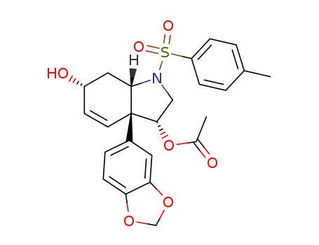 Molecular Structure of 215609-81-7 ((3R,3aS,6R,7aS)-N-p-tolylsulfonyl-3-acetyloxy-3a-(3,4-methylenedioxyphenyl)-2,3,3a,6,7,7a-hexahydroindole)
