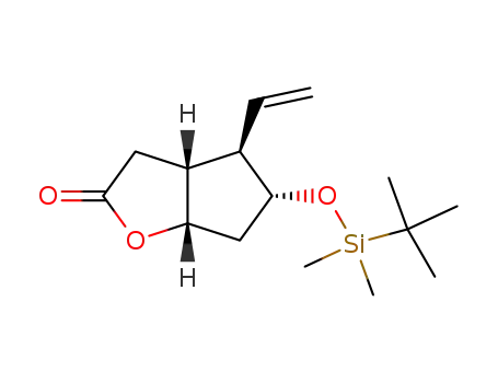 Molecular Structure of 906000-82-6 ((3aR,4R,5R,6aS)-5-(tert-butyldimethylsilyloxy)-4-vinylhexahydro-2H-cyclopenta[b]furan-2-one)