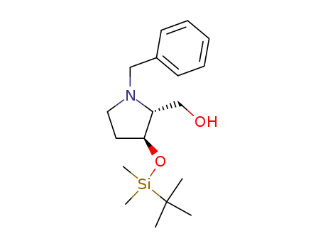 Molecular Structure of 156045-81-7 ((2R,3S)-1-benzyl-3-tert-butyldimethylsilyloxy-2-hydroxymethylpyrrolidine)