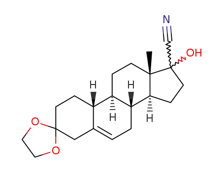 Molecular Structure of 96111-40-9 (3,3-ethanediyldioxy-17ξ-hydroxy-estr-5-ene-17ξ-carbonitrile)