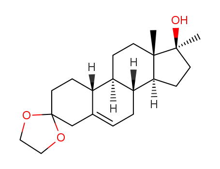 Molecular Structure of 5696-57-1 (3,3-ethanediyldioxy-17α-methyl-estr-5-en-17β-ol)
