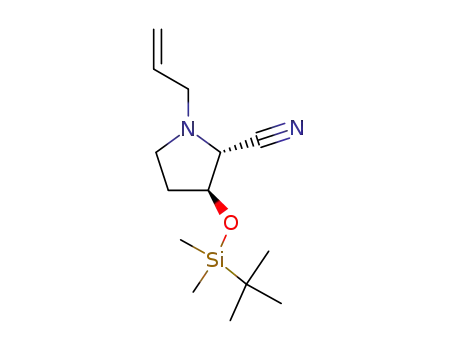 Molecular Structure of 213131-29-4 ((2R,3S)-1-Allyl-3-(tert-butyl-dimethyl-silanyloxy)-pyrrolidine-2-carbonitrile)