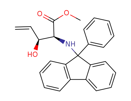 Molecular Structure of 404369-20-6 (methyl (2S,3S)-3-hydroxy-2-[(9-phenyl-9-fluorenyl)-amino]-4-pentenoate)