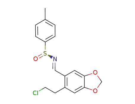 Molecular Structure of 1356336-73-6 ((S)-(+)-(E)-N-[2-(2-chloroethyl)-4,5-methylenedioxybenzylidene]-4-methylbenzenesulfinamide)