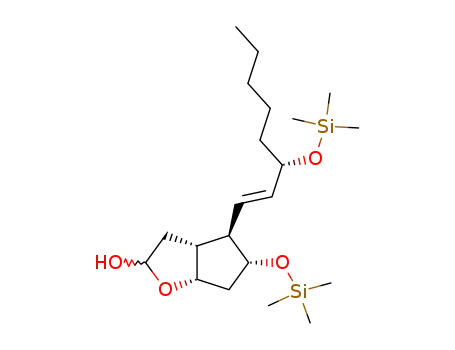Molecular Structure of 131877-95-7 ((3aR,4R,5R,6aS)-5-Trimethylsilanyloxy-4-((E)-(S)-3-trimethylsilanyloxy-oct-1-enyl)-hexahydro-cyclopenta[b]furan-2-ol)