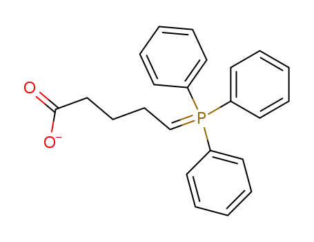 Molecular Structure of 42186-61-8 (5-(Triphenyl-λ<sup>5</sup>-phosphanylidene)-pentanoic acid anion)