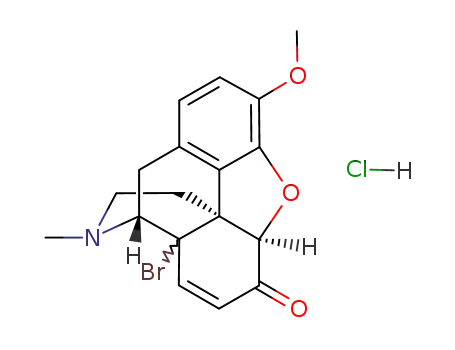 Molecular Structure of 28406-17-9 (14-bromo-4,5α-epoxy-3-methoxy-17-methyl-(14ξ)-morphin-7-en-6-one; hydrochloride)