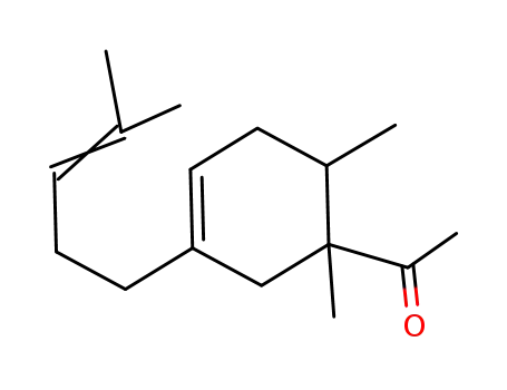 Molecular Structure of 54464-54-9 (1-[1,6-dimethyl-3-(4-methylpent-3-enyl)-3-cyclohexen-1-yl]ethan-1-one)