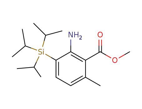Molecular Structure of 110036-12-9 (2-methoxycarbonyl-3-methyl-6-(trisopropylsilyl)aniline)