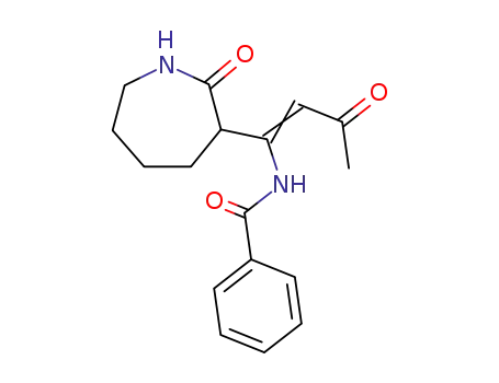 Molecular Structure of 93969-45-0 (Benzamide, N-[1-(hexahydro-2-oxo-1H-azepin-3-yl)-3-oxo-1-butenyl]-)