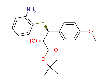 Molecular Structure of 201804-23-1 ((2S,3S)-3-(2-Amino-phenylsulfanyl)-2-hydroxy-3-(4-methoxy-phenyl)-propionic acid tert-butyl ester)