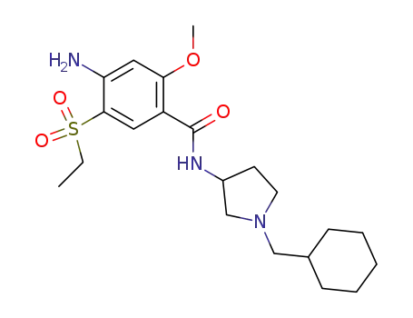 Molecular Structure of 72135-95-6 (N-(1-cyclohexylmethyl-3-pyrrolidinyl)-2-methoxy-4-amino-5-ethyl-sulphonyl-benzamide)