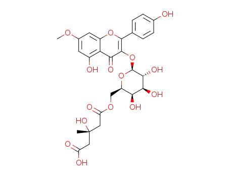Molecular Structure of 1391144-83-4 (rhamnocitrin-3-O-[(S)-3-hydroxy-3-methylglutaryl-(1->6)]-β-D-galactopyranoside)