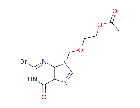 Molecular Structure of 127218-19-3 (Acetic acid 2-(2-bromo-6-oxo-1,6-dihydro-purin-9-ylmethoxy)-ethyl ester)