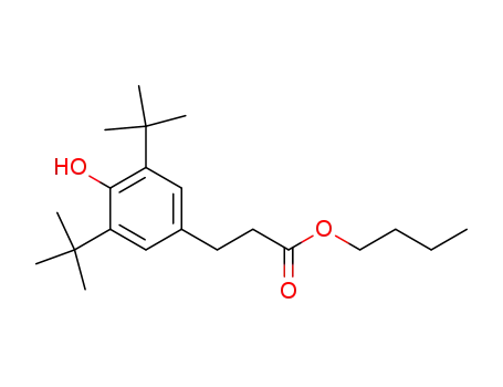 Molecular Structure of 52449-44-2 (Benzenepropanoic acid, 3,5-bis(1,1-dimethylethyl)-4-hydroxy-, butyl ester)