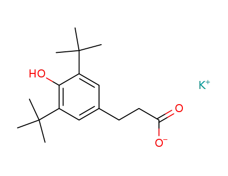 Molecular Structure of 86860-74-4 (Benzenepropanoic acid,3,5-bis(1,1-dimethylethyl)- 4-hydroxy-,monopotassium salt )