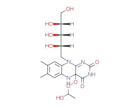 Molecular Structure of 132855-95-9 (4a-(1-Hydroxy-ethylperoxy)-7,8-dimethyl-10-((2S,3S,4R)-2,3,4,5-tetrahydroxy-pentyl)-5,10-dihydro-4aH-benzo[g]pteridine-2,4-dione)
