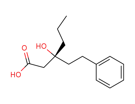 Molecular Structure of 215316-59-9 ((R)-3-Hydroxy-3-(2-Phenylethyl)Hexanoic Acid)