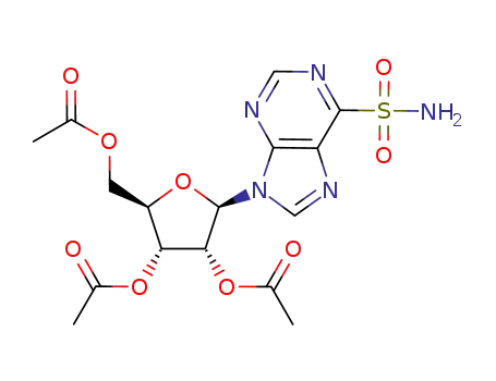 Molecular Structure of 123002-33-5 (9-(2,3,5-tri-O-acetyl-β-D-ribofuranosyl)purine-6-sulfonamide)