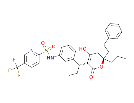 N-[3-[(1S)-1-[(2R)-4-hydroxy-6-oxo-2-(2-phenylethyl)-2-propyl-3H-pyran-5-yl]propyl]phenyl]-5-(trifluoromethyl)pyridine-2-sulfonamide