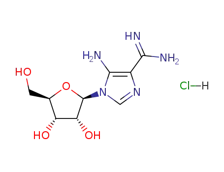 Molecular Structure of 109923-44-6 (5-Amino-1-β-D-ribofuranosyl-1H-imidazole-4-carboxamidine Hydrochloride)