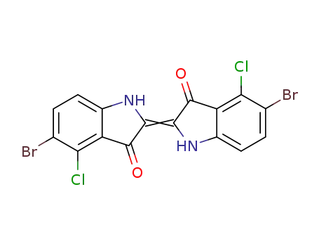Molecular Structure of 29245-44-1 (5-bromo-2-(5-bromo-4-chloro-1,3-dihydro-3-oxo-2H-indol-2-ylidene)-4-chloro-1,2-dihydro-3H-indol-3-one)