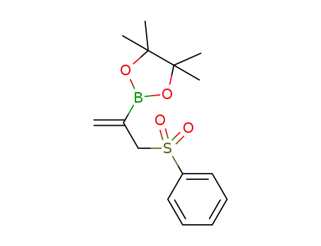 Molecular Structure of 1424999-26-7 (4,4,5,5-tetramethyl-2-(3-(phenylsulfonyl)prop-1-en-2-yl)-1,3,2-dioxaborolane)