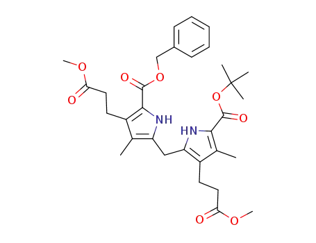 Molecular Structure of 74839-16-0 (tert-butyl 3,4'-bis<β-(methoxycarbonyl)ethyl>-4,3'-dimethyl-5'-<(benzyloxy)carbonyl>dipyrrylmethane-5-carboxylate)