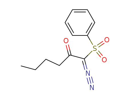 Molecular Structure of 113093-55-3 (2-Hexanone, 1-diazo-1-(phenylsulfonyl)-)