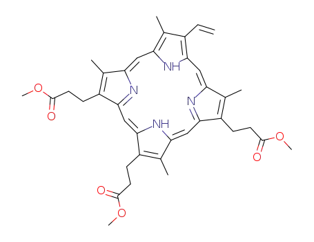 Molecular Structure of 42607-17-0 (8,13,17-tris(2-methoxycarbonylethyl)-2,7,12,18-tetramethyl-3-vinylporphyrin)