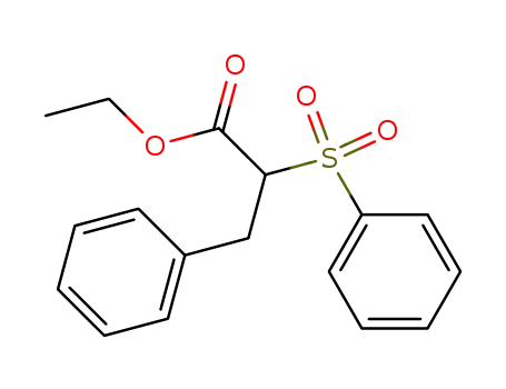 Molecular Structure of 66693-07-0 (Benzenepropanoic acid, a-(phenylsulfonyl)-, ethyl ester)