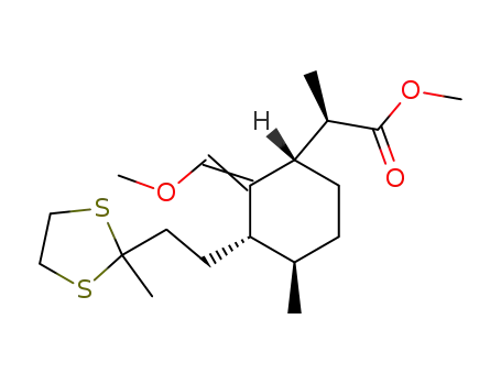 (R)-2-{(1S,3S,4R)-2-[1-Methoxy-meth-(E)-ylidene]-4-methyl-3-[2-(2-methyl-[1,3]dithiolan-2-yl)-ethyl]-cyclohexyl}-propionic acid methyl ester