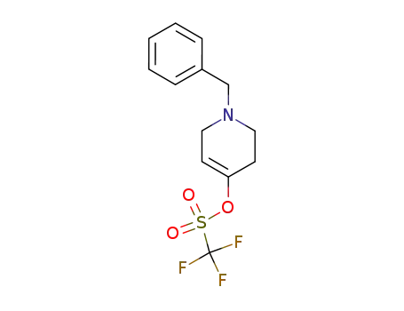 Molecular Structure of 126781-38-2 (Methanesulfonic acid, trifluoro-,
1,2,3,6-tetrahydro-1-(phenylmethyl)-4-pyridinyl ester)