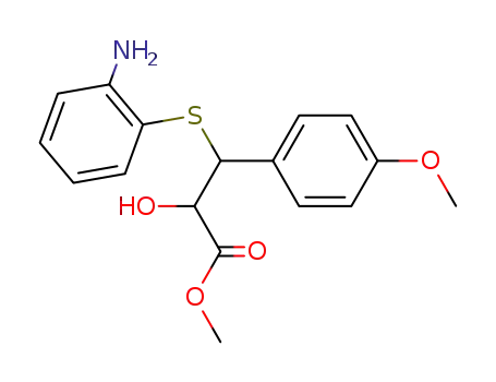 Molecular Structure of 30193-56-7 ((2RS,3RS)-3-(2'-aminophenylthio)-2-hydroxy-3-(4''-methoxyphenyl)-propionic acid methyl ester)