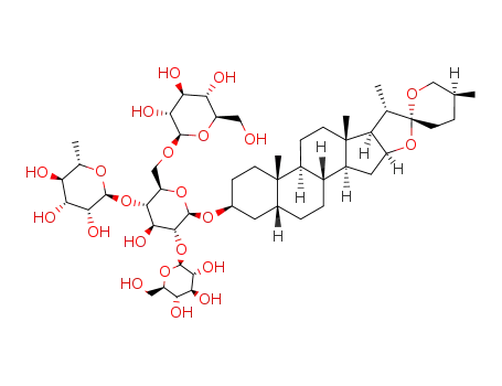 Molecular Structure of 19057-61-5 ((3beta,5beta,25S)-Spirostann-3-yl-O-6-deoxy-alpha-L-mannopyranosyl-(1.4)-O-(beta-D-glucopyranosyl-(1.2))-O-(beta-D-glucopyranosyl-(1.6))-beta-D-glucopyranoside)
