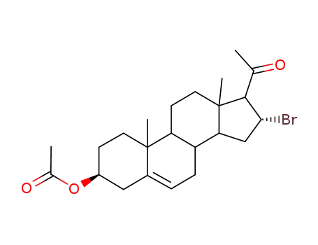 Molecular Structure of 17449-92-2 (16-alpha-bromo-20-oxopregn-5-en-3-beta-yl acetate)