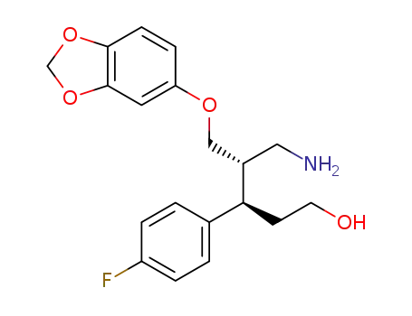 Molecular Structure of 1561215-70-0 ((3R,4S)-5-amino-4-((benzo[d][1,3]dioxol-5-yloxy)methyl)-3-(4-fluorophenyl)pentan-1-ol)