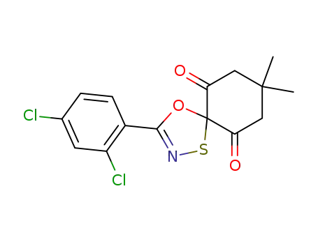 Molecular Structure of 85078-64-4 (3-(2,4-Dichloro-phenyl)-8,8-dimethyl-4-oxa-1-thia-2-aza-spiro[4.5]dec-2-ene-6,10-dione)