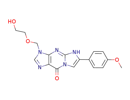 Molecular Structure of 231629-80-4 (9H-Imidazo[1,2-a]purin-9-one,
3,4-dihydro-3-[(2-hydroxyethoxy)methyl]-6-(4-methoxyphenyl)-)
