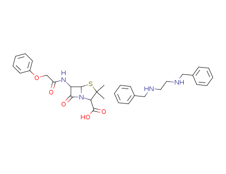 4-Thia-1-azabicyclo[3.2.0]heptane-2-carboxylic acid,3,3-dimethyl-7-oxo-6-[(phenoxyacetyl)- amino]-,(2S,5R,6R)-,compd. with N,N'-bis(phenylmethyl)-1,2-ethanediamine (2:1) 