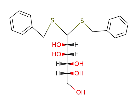 Molecular Structure of 7404-42-4 (6,6-bis(benzylsulfanyl)hexane-1,2,3,4,5-pentol (non-preferred name))