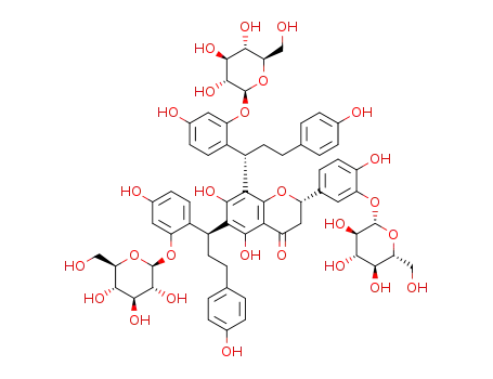 Molecular Structure of 1573206-81-1 ((2S)-6,8-di[(1S)-(2'-O-β-D-glucopyranosyl-4'-hydroxyphenyl)-3-(4-hydroxyphenyl)propyl]-3'-O-β-D-glucopyranosyleryodyctiol)