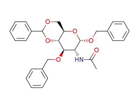 Molecular Structure of 14146-26-0 (benzyl 2-acetamido-3-O-benzyl-4,6-O-benzylidene-2-deoxy-α-D-glucopyranoside)