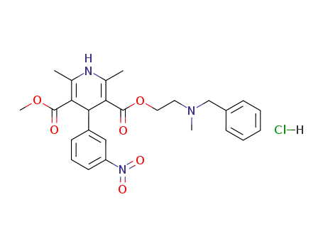 Molecular Structure of 69441-18-5 (2-[benzyl(methyl)amino]ethyl methyl 1,4-dihydro-2,6-dimethyl-4-(m-nitrophenyl)pyridine-3,5-dicarboxylate hydrochloride)