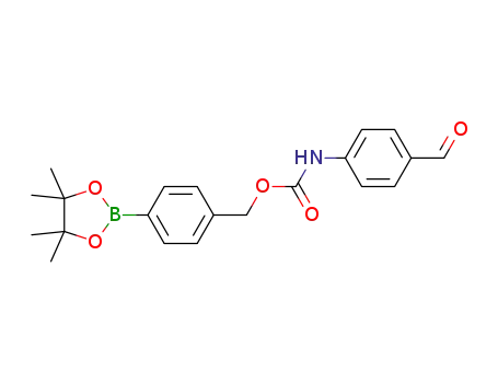 Molecular Structure of 1349832-91-2 (4-(4,4,5,5-tetramethyl-1,3,2-dioxaborolan-2-yl)benzyl 4-formylphenylcarbamate)