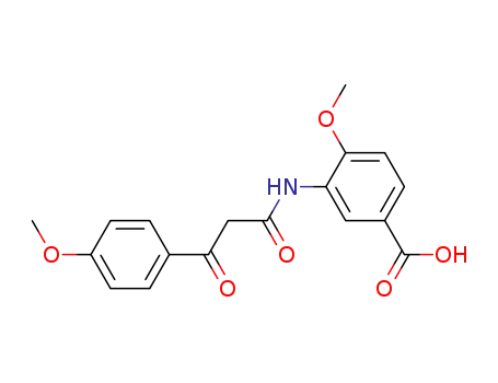 Molecular Structure of 5867-18-5 (4-methoxy-3-[[3-(4-methoxyphenyl)-1,3-dioxopropyl]amino]benzoic acid)