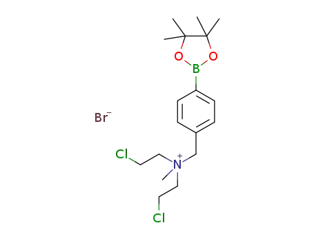 Molecular Structure of 1346936-27-3 (N, N-bis(2-chloroethyl)-N-methyl-N-[4-(4,4,5,5-tetramethyl-1,3,2-dioxaborolan-2-yl)phenyl] methanaminium bromide)