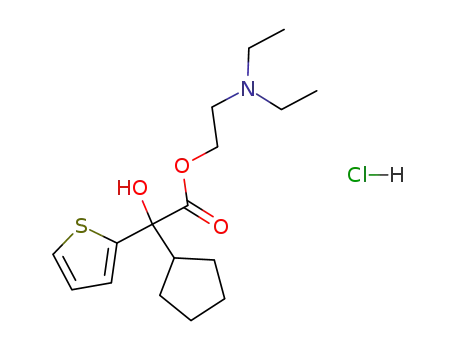 Molecular Structure of 3737-35-7 (2-(diethylamino)ethyl alpha-cyclopentyl-alpha-hydroxythiophen-2-acetate hydrochloride)